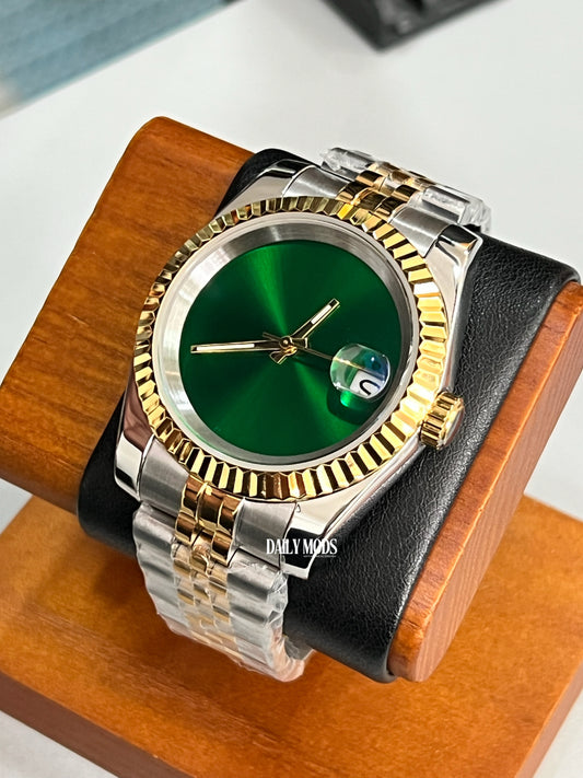 Two-Tone Gold/Stainless DJ Green Sunburst Dial