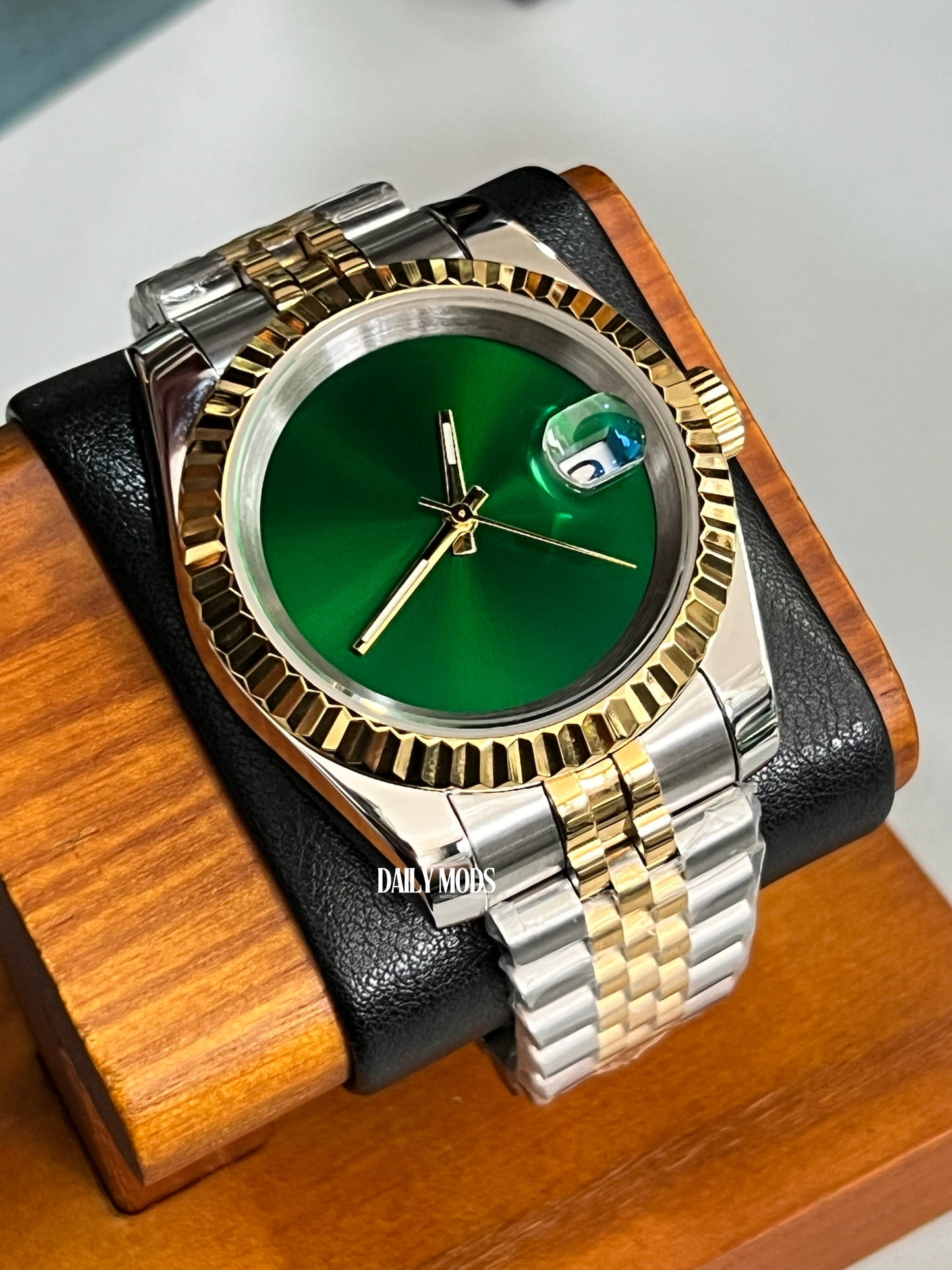Two-Tone Gold/Stainless DJ Green Sunburst Dial